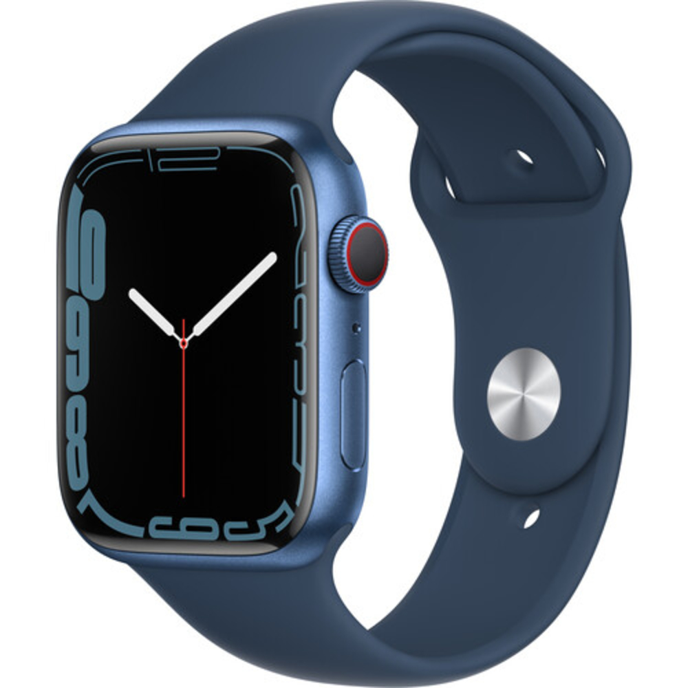 Apple Watch S7 45mm GPS/LTE Niebieska obudowa Abyss Niebieski pasek MKJA3LL/A Bardzo dobry - Zdjęcie 1 z 1